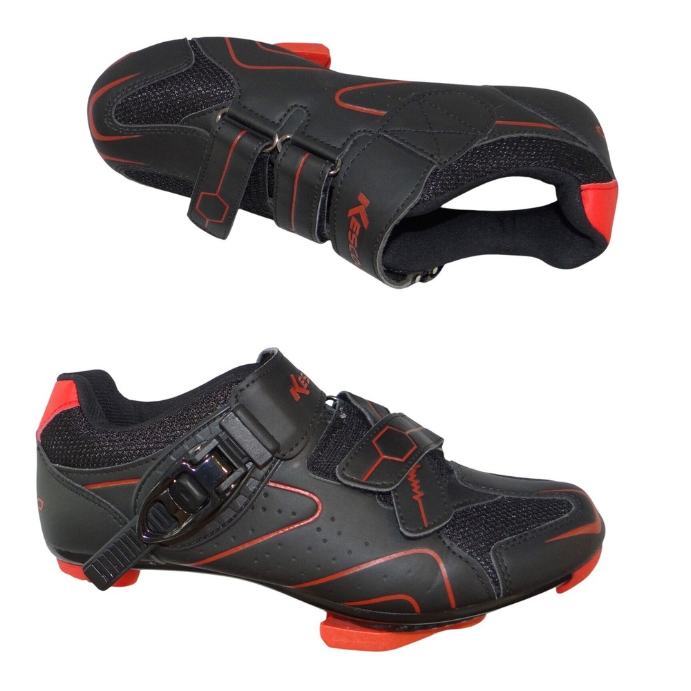 Kescoo Cycling Shoes Black Red Size 39 Look Delta Cleats Indoor Road Bike Mens 7
